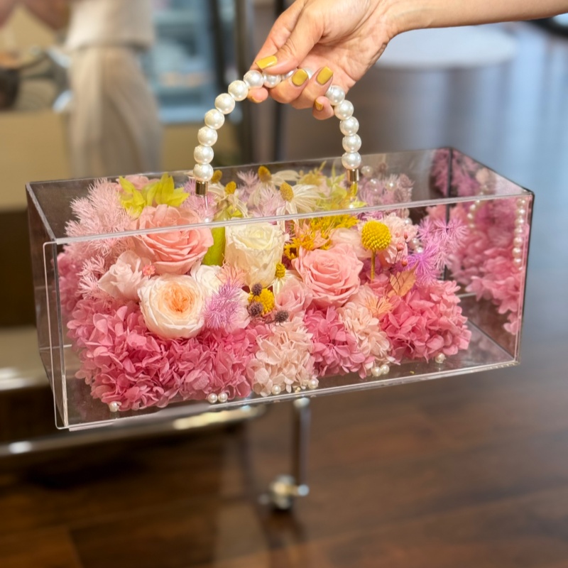 Portable Pearl Rose Garden Eternal Flower from China manufacturer - Yika Preserved Flower Store Mother's Day gift roses in acrylic box