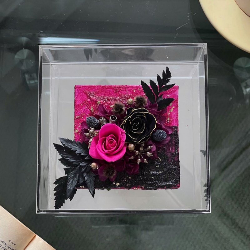 Rose Small Square Box Preserved Flower Rose Small Square Box Preserved Flower
