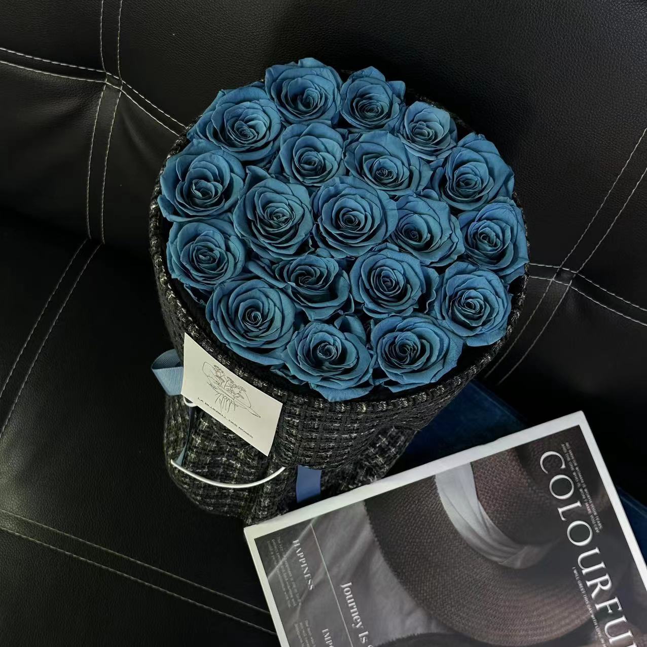 Smoky Blue Rose Bouquet Preserved Flower Smoky Blue Rose Bouquet Preserved Flower