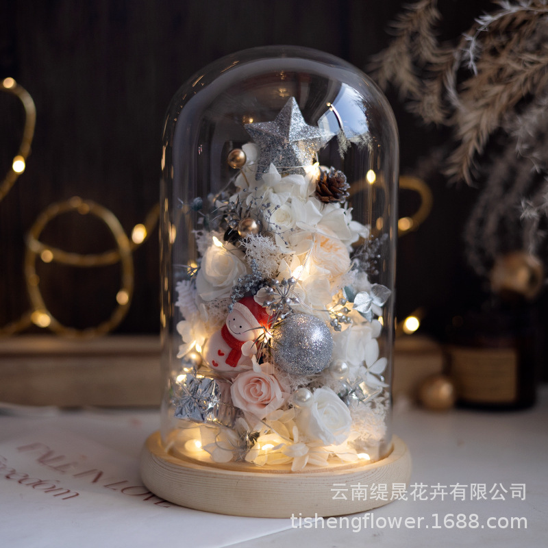 Glass Cover Preserved Flower Ornaments Glass Cover Preserved Flower Ornaments