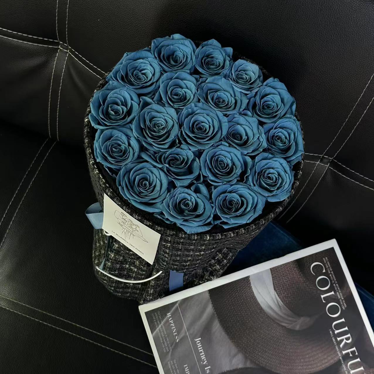 Smoky Blue Rose Bouquet Preserved Flower Smoky Blue Rose Bouquet Preserved Flower
