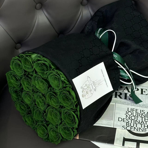 Dark Green Rose Preserved Flower Bouquet