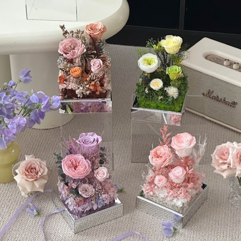 Small Square Box Rose Bouquet Preserved Flowers