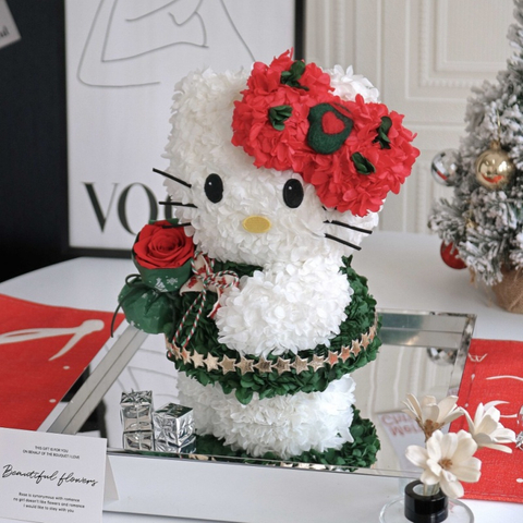 Christmas Kitty Shaped Preserved Flower