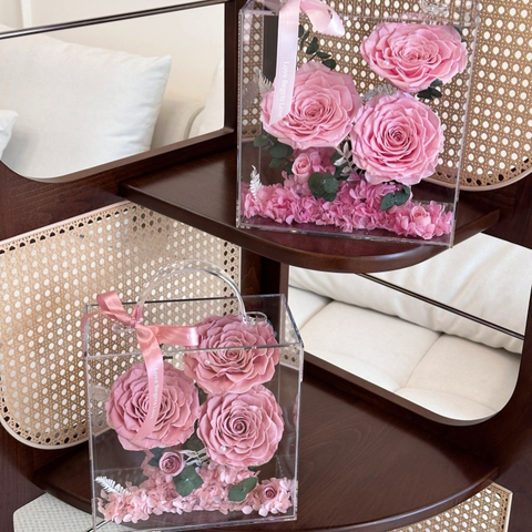 Rose Hand-held Small Square Box Preserved Flower