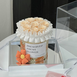 Bucket Champagne Rose Preserved Flower