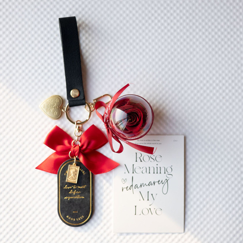PU Leather Preserved Flower Bag Keychain
