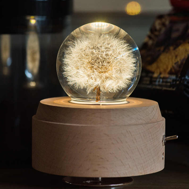 Dandelion Specimen Crystal Ball Eternal Flower Music Box Girl's Birthday Gift Girlfriend Valentine's Day