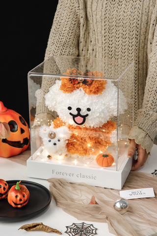 Internet Celebrity Eternal Flower Line Dog Big Eared Dog Halloween Gift Eternal Hydrangea Doll Dog Acrylic Ornament