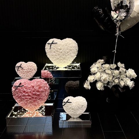 LED Light 3D Heart Preserved Flower