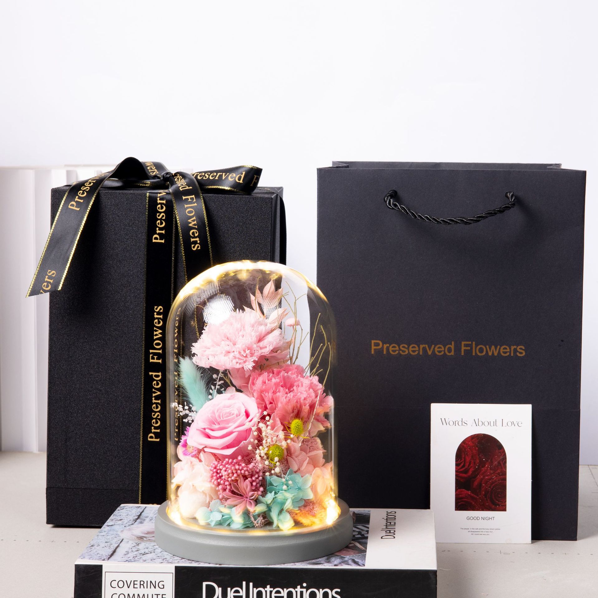 Glass Cover Preserved Flower Ornaments