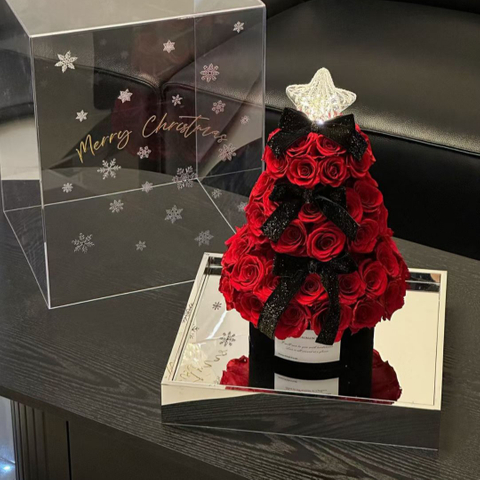 Christmas Tree Shaped Eternal Flower Gift Box with Lights for Children Friends Lovers And Best Friends