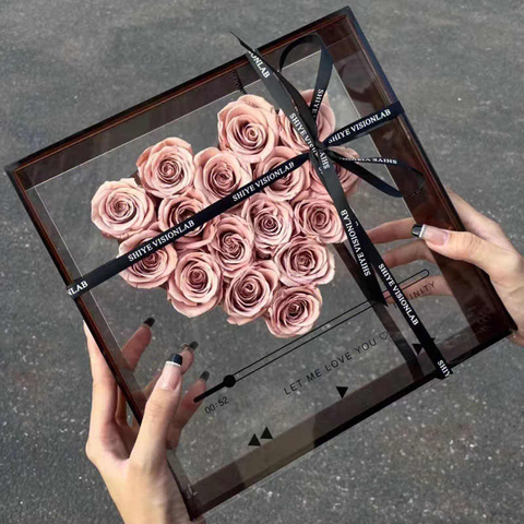 Love CD Eternal Rose Heart Shaped Flower Gift Box Valentine's Day Ornament Birthday Gift for Best Friends And Girlfriend