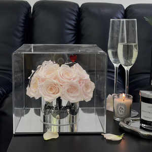 Acrylic Box Rose Hug Bucket Preserved Flowers