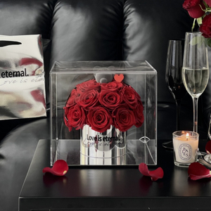 Acrylic Rose Hug Bucket Preserved Flower