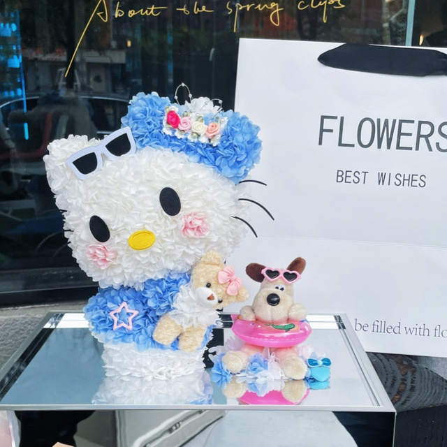 Blue Hello Kitty Acrylic Preserved Flower