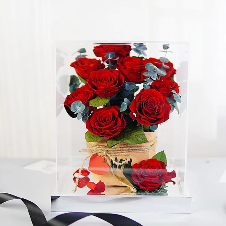 Rose Small Pot Hugging Bucket Preserved Flower