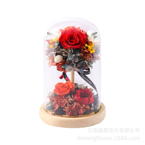 Rose Preserved Flower Glass Cover Ornament