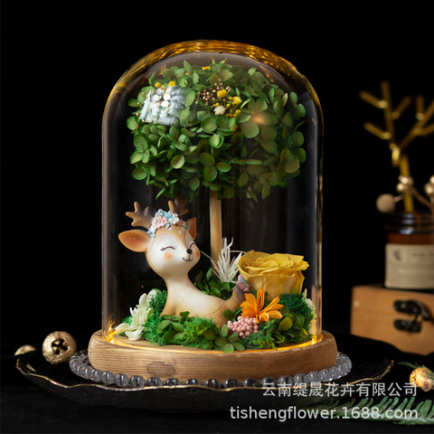 Hydrangea Series Glass Cover Preserved Flower