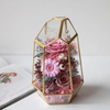 Geometric Hexagonal Cut Metal Glass Rose Preserved Flower Flower Box