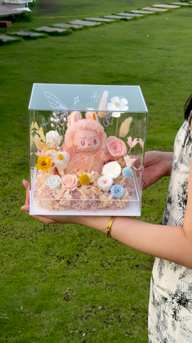 Labubu Doll Acrylic Garden Preserved Flower Gift Box