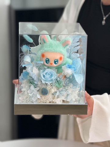 New Cute Labubu Garden Acrylic Eternal Flower Doll Gift Box Decoration Labubu Doll Valentine's Day Gift Finished Product