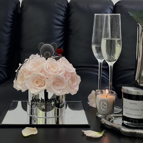 Acrylic Box Rose Hug Bucket Preserved Flowers