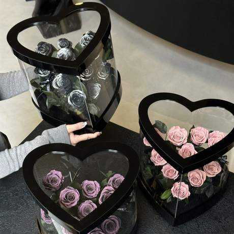 Heart Acrylic Box Rose Preserved Flower