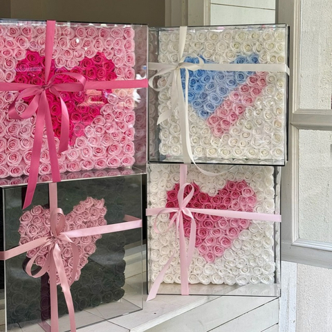 Ribbon Heart Rose Preserved Flower