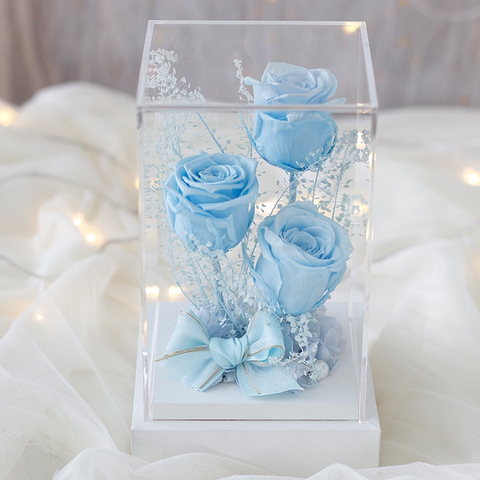 Eternal Love Flower Acrylic Gift Box Decoration Real Rose Valentine's Day Confession Gift for Girlfriend Anniversary Christmas