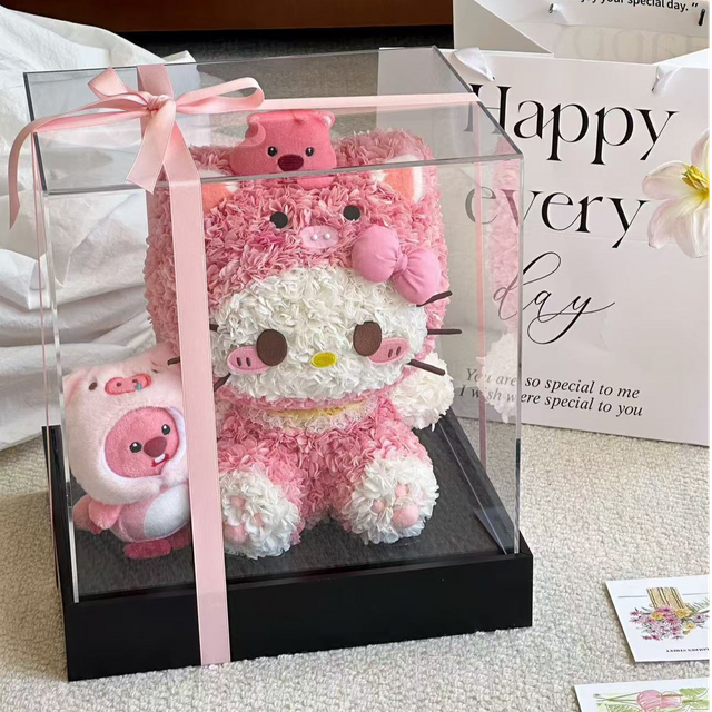 Beaver Sweetheart HelloKitty Eternal Flower KT Cat True Flower Ornament Christmas Valentine's Day