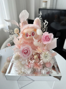 Valentine's Day New Pink Labubu Doll Garden Flower Box Eternal Flower Home Decor