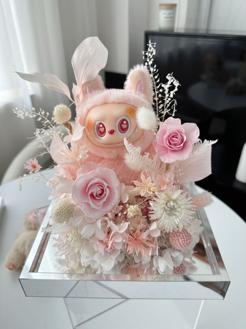 Valentine's Day New Pink Labubu Doll Garden Flower Box Eternal Flower Home Decor