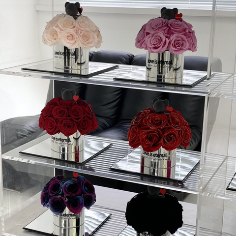 Acrylic Rose Hug Bucket Preserved Flower