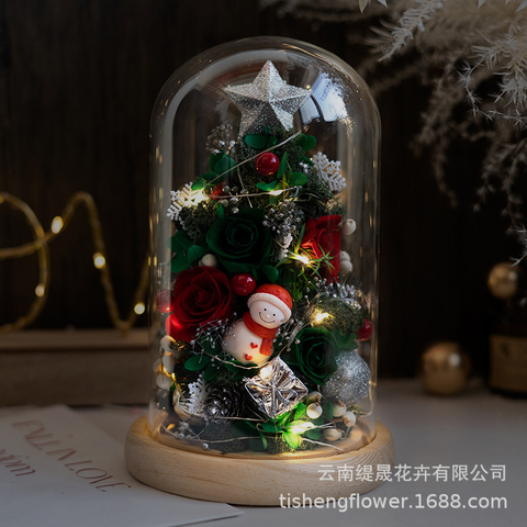 Glass Cover Preserved Flower Ornaments