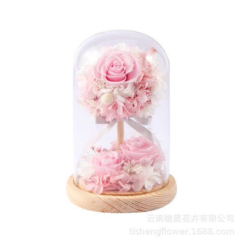 Rose Preserved Flower Glass Cover Ornament