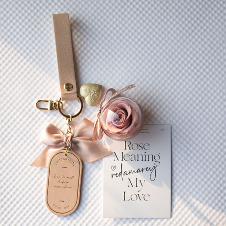 PU Leather Preserved Flower Bag Keychain