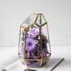 Geometric Hexagonal Cut Metal Glass Rose Preserved Flower Flower Box