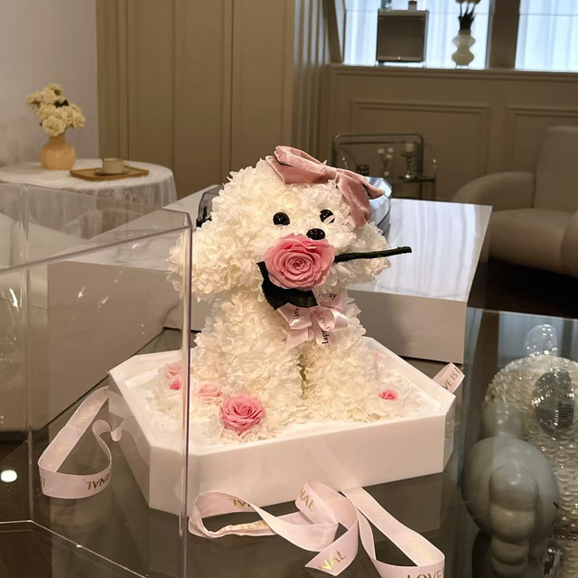 Rose Puppy Hydrangea Macrophylla Preserved Flower Teddy Doll