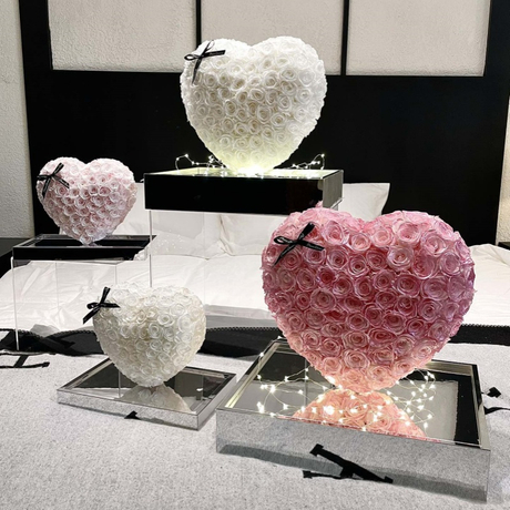 LED Light 3D Heart Preserved Flower