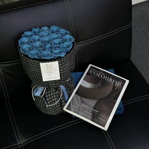 Smoky Blue Rose Bouquet Preserved Flower