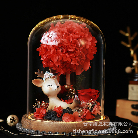 Hydrangea Series Glass Cover Preserved Flower