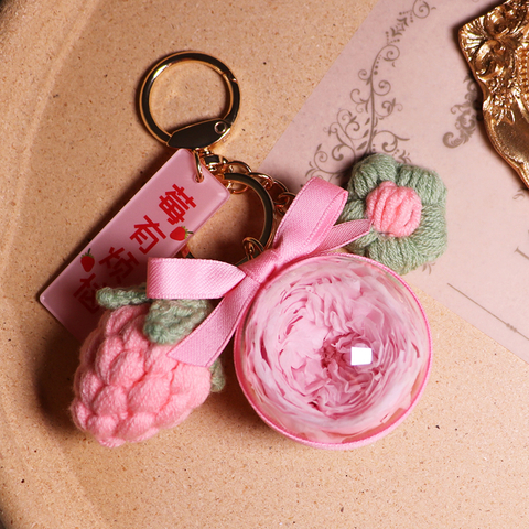 New Eternal Flower Keychain Pendant Hand Woven Persimmon Peanut Accessories