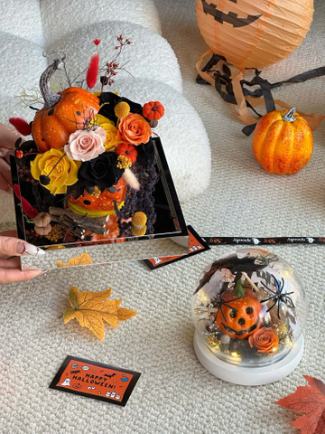 Halloween Pumpkin Garden Eternal Flower Gift Box Doll Bouquet Gift for Boys And Girls