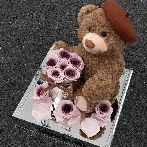 Plush Bear Rose Preserved Flower