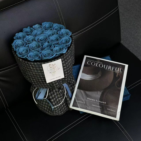 Smoky Blue Rose Bouquet Preserved Flower
