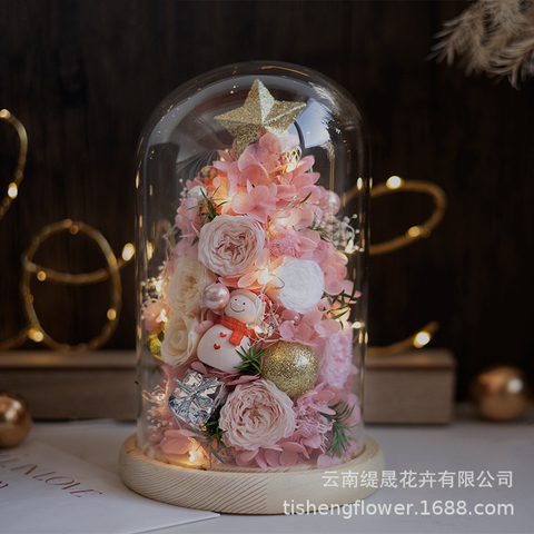 Glass Cover Preserved Flower Ornaments