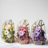 Geometric Hexagonal Cut Metal Glass Rose Preserved Flower Flower Box