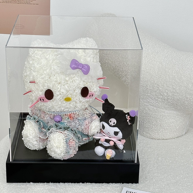 Kitty Cat And Kuromi Combination Hello Kitty Eternal Flower Gift Box Ornament