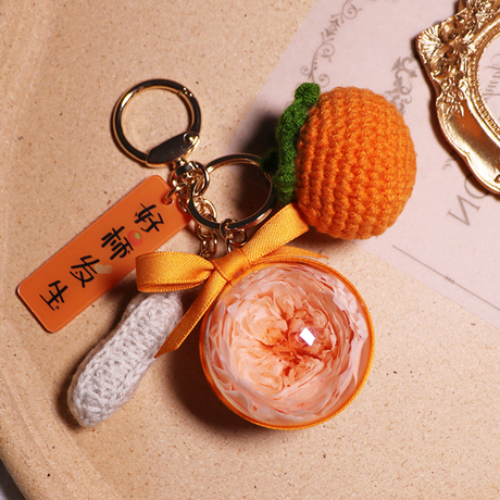 New Eternal Flower Keychain Pendant Hand Woven Persimmon Peanut Accessories